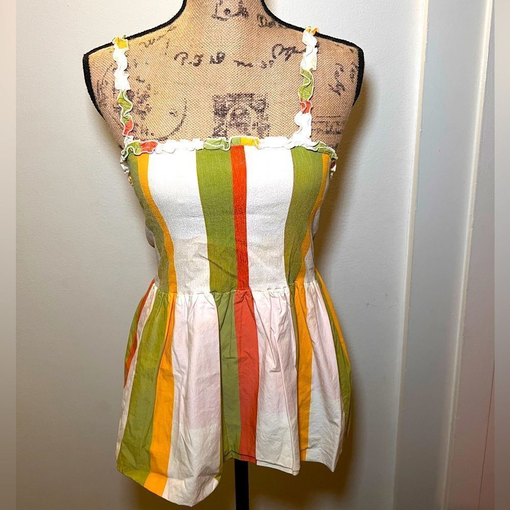 Moschino Multicolor Striped Tank Top — White, Green, Yellow, Orange, Pink